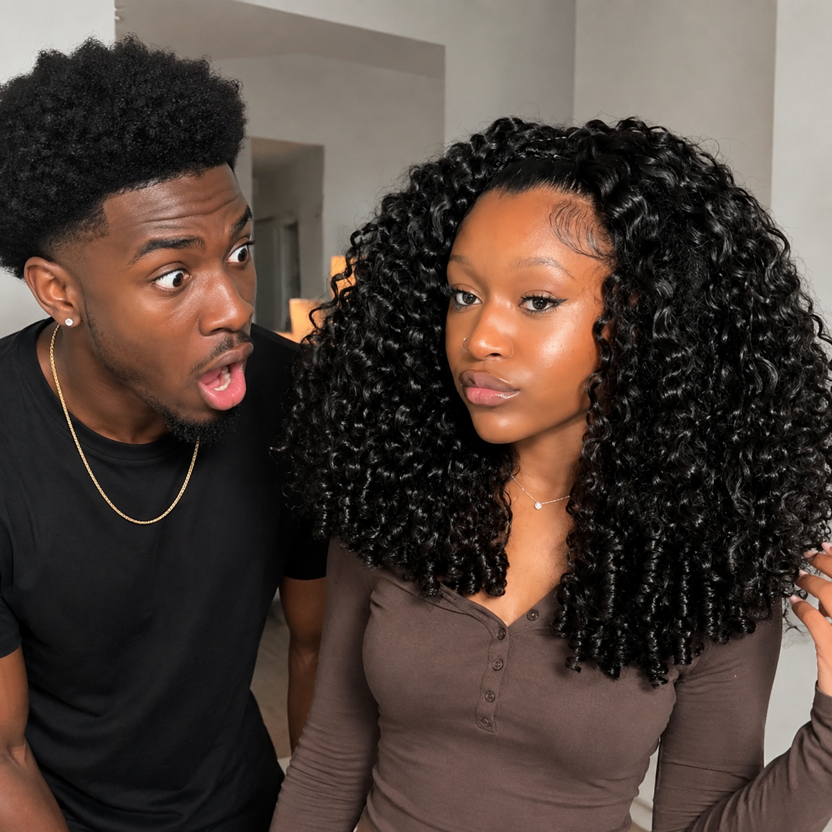 Minimal Leave Out [WEAR GO HALF WIG]  Coily Curly Half Wig Seamless Kinky Curly Flip Over Wig Beginner Friendly