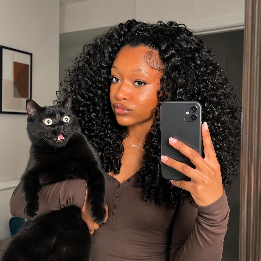 Minimal Leave Out [WEAR GO HALF WIG]  Coily Curly Half Wig Seamless Kinky Curly Flip Over Wig Beginner Friendly