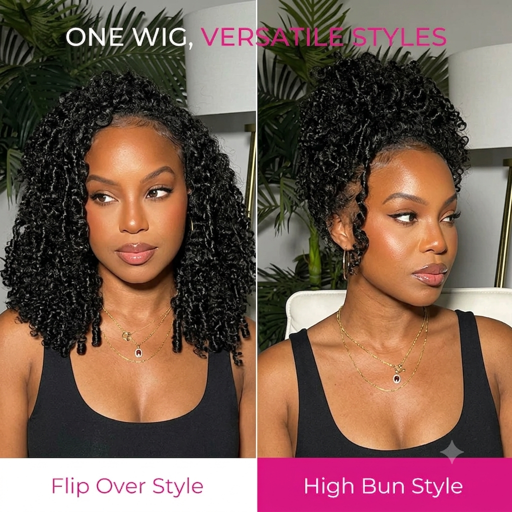 Minimal Leave Out [WEAR GO HALF WIG]  Coily Curly Half Wig Seamless Kinky Curly Flip Over Wig Beginner Friendly