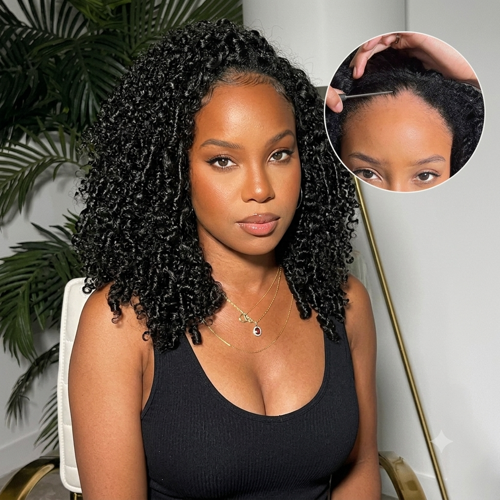 Minimal Leave Out [WEAR GO HALF WIG]  Coily Curly Half Wig Seamless Kinky Curly Flip Over Wig Beginner Friendly