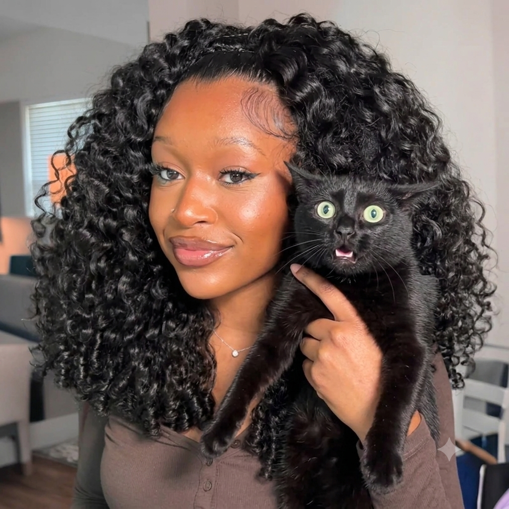 Minimal Leave Out [WEAR GO HALF WIG]  Coily Curly Half Wig Seamless Kinky Curly Flip Over Wig Beginner Friendly