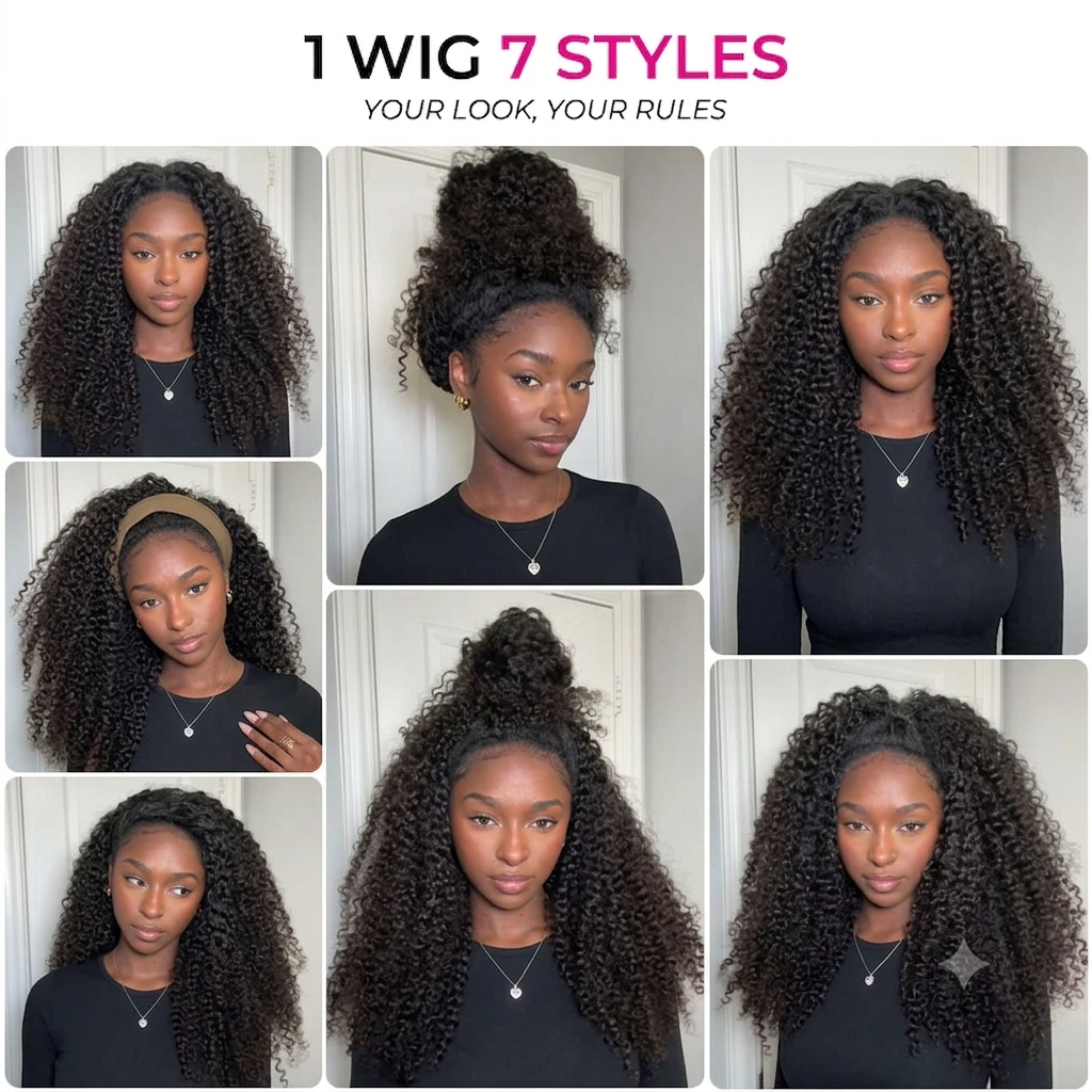 Minimal Leave Out [WEAR GO HALF WIG]  Coily Curly Half Wig Seamless Kinky Curly Flip Over Wig Beginner Friendly