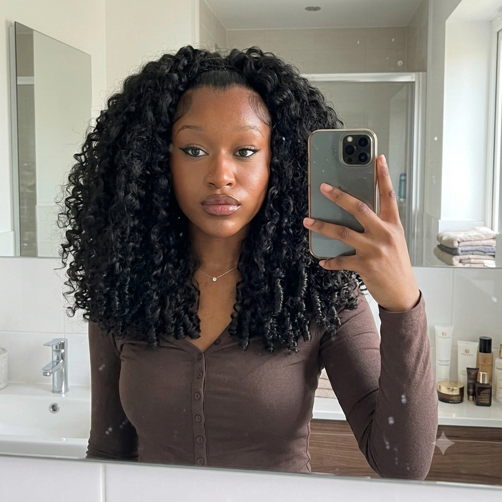 Minimal Leave Out [WEAR GO HALF WIG]  Coily Curly Half Wig Seamless Kinky Curly Flip Over Wig Beginner Friendly