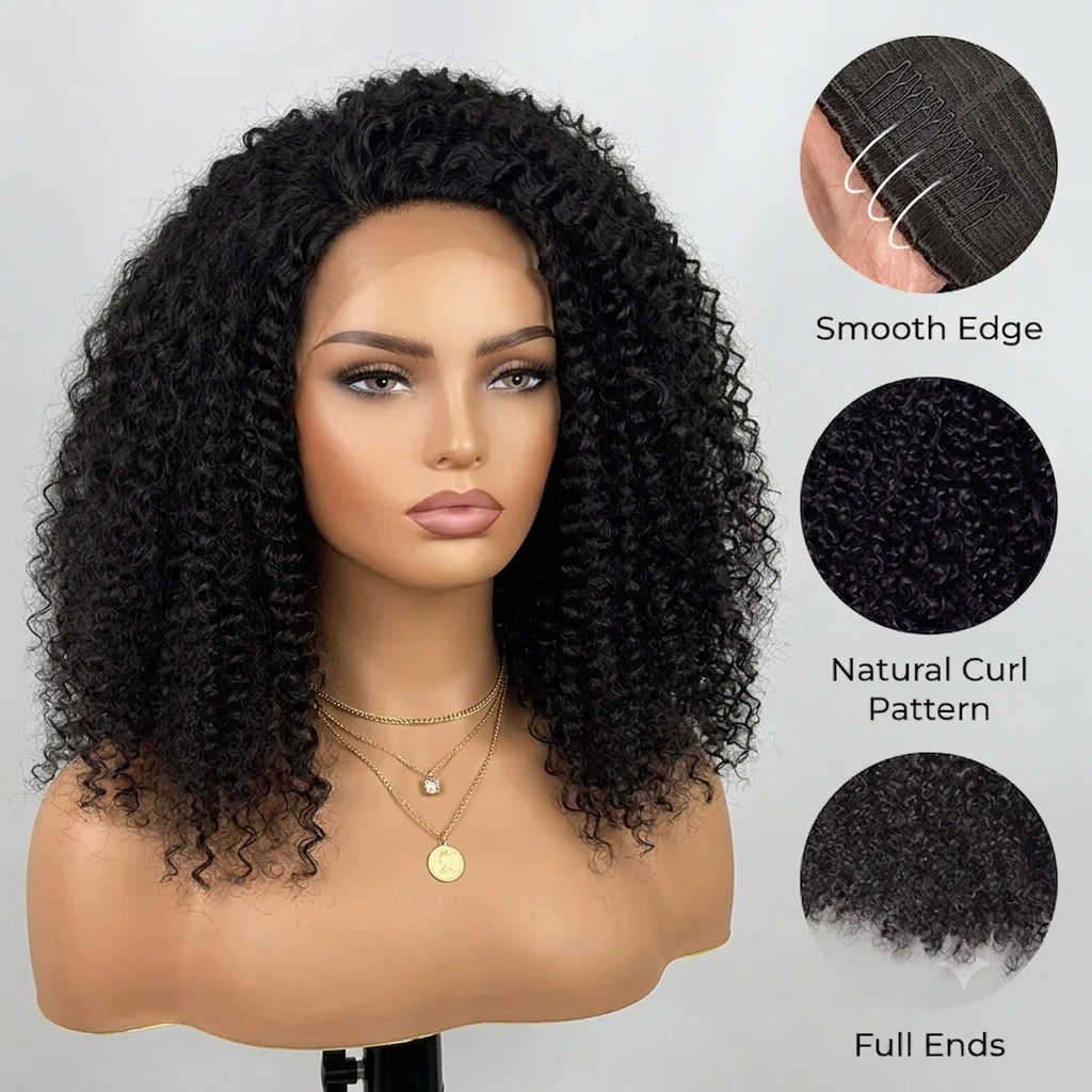 Minimal Leave Out [WEAR GO HALF WIG]  Coily Curly Half Wig Seamless Kinky Curly Flip Over Wig Beginner Friendly